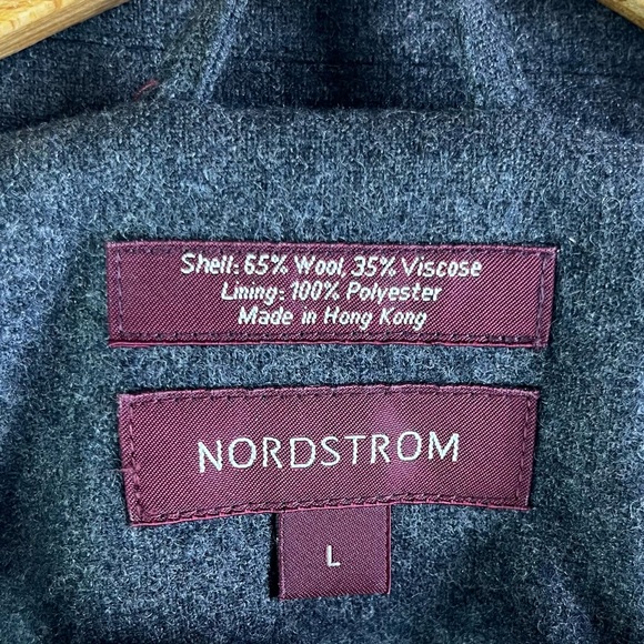 Vintage Nordstrom Bomber Jacket Mens L Large Wool Blend Lined Grey Y2K Hong Kong - Picture 8 of 16